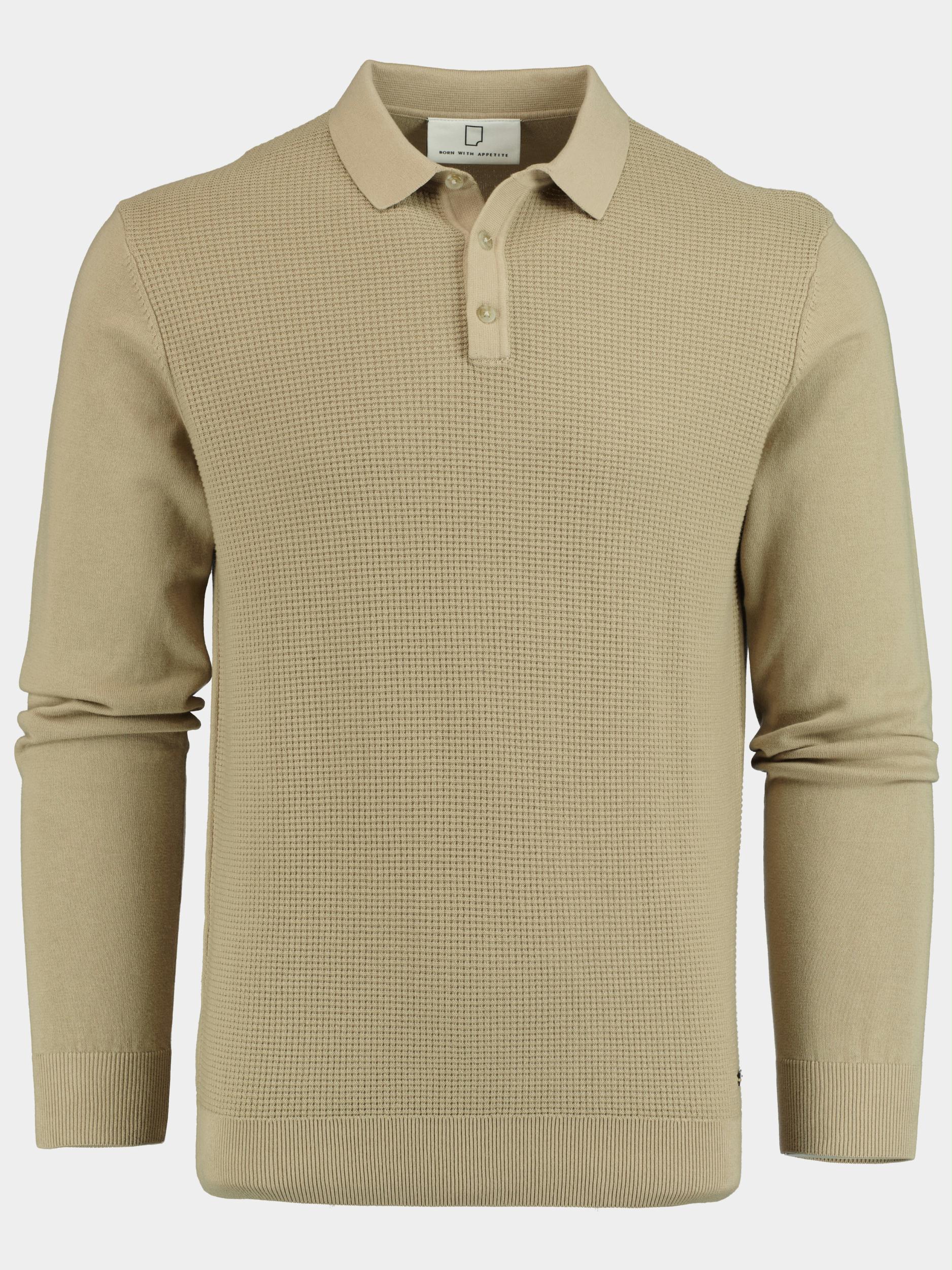 Born With Appetite Polo lange mouw Beige Magnus - Polo Ls Fancy Knit 22108MA17/820 sand