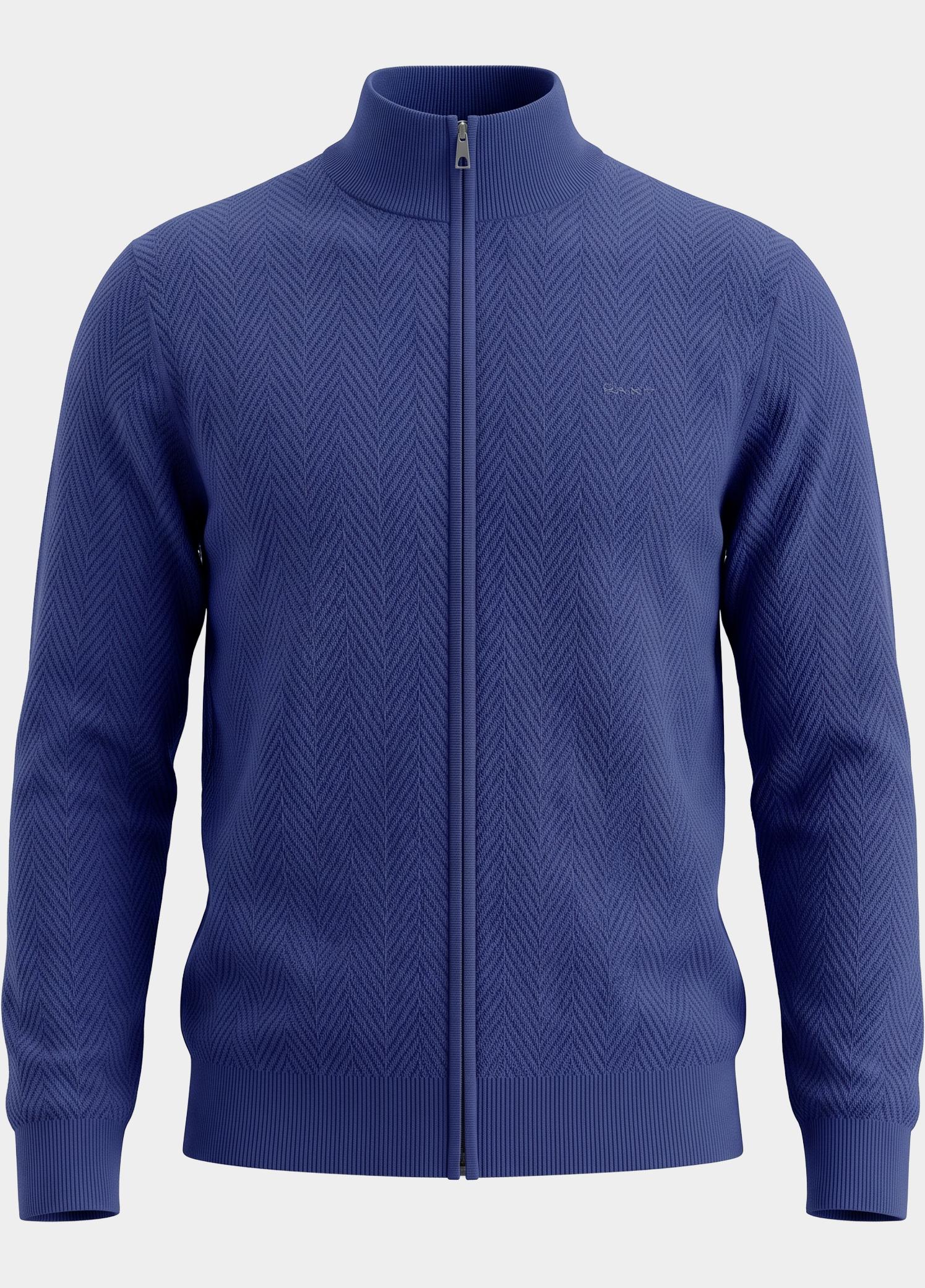 Gant Vest heren Blauw Vest met rits en visgraatpatr 8050334/433