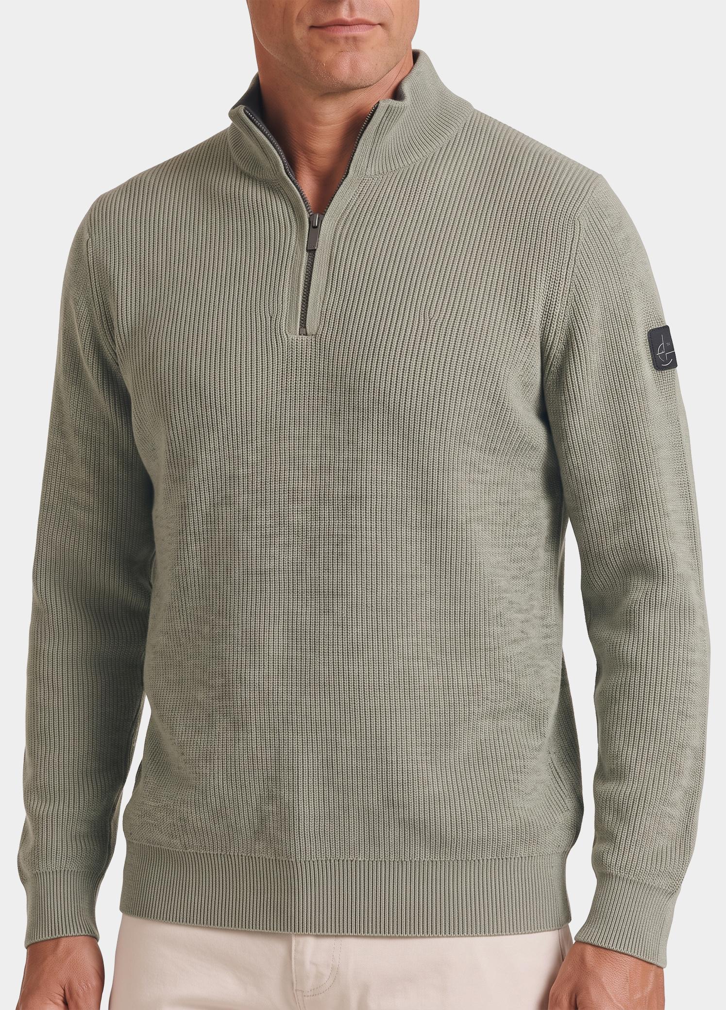 Casamoda Half Zip Groen Stricktroyer 126280020/336