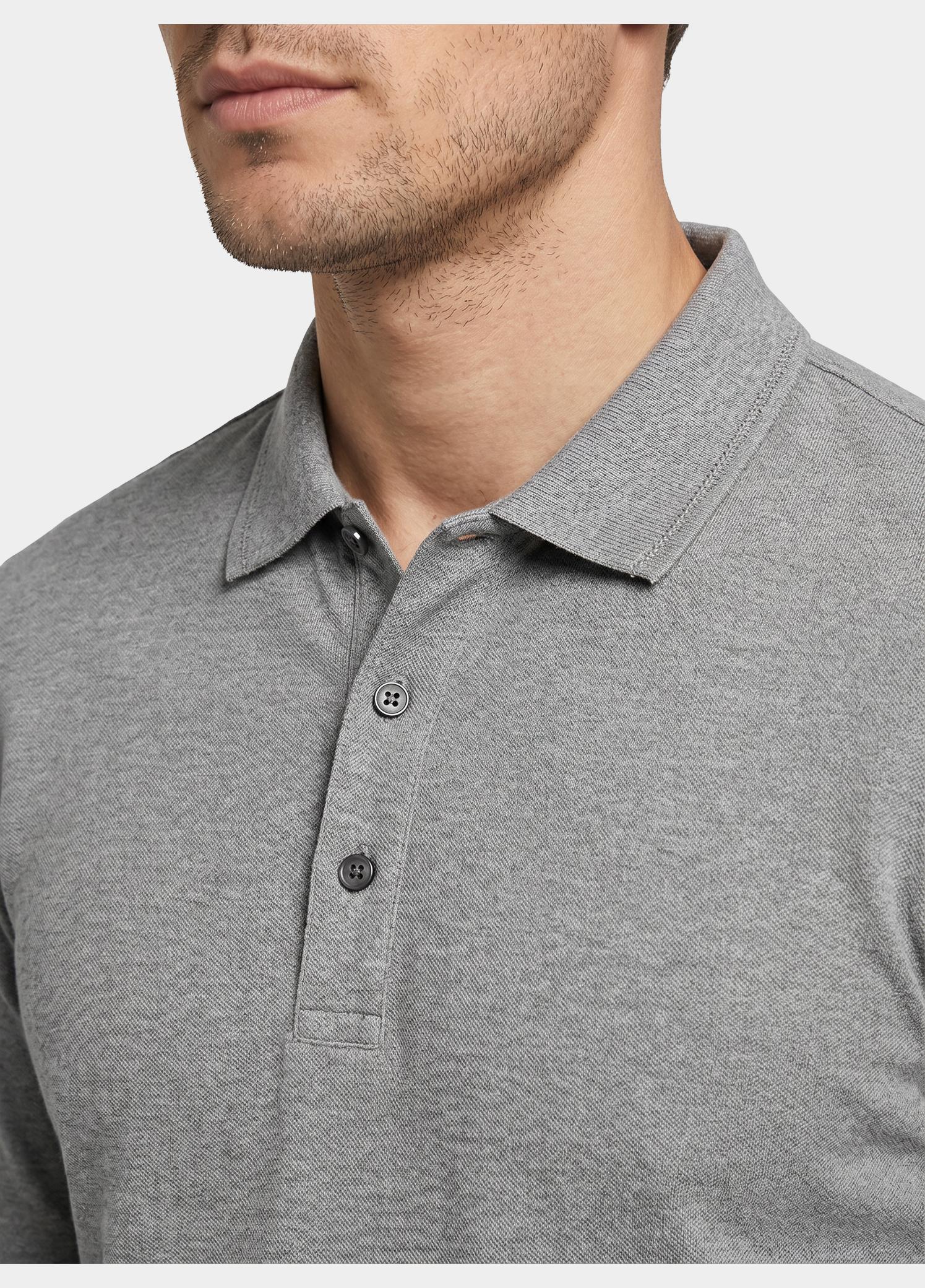 BOSS Black Polo lange mouw Grijs Pado 30 10241542 01 50468392/075