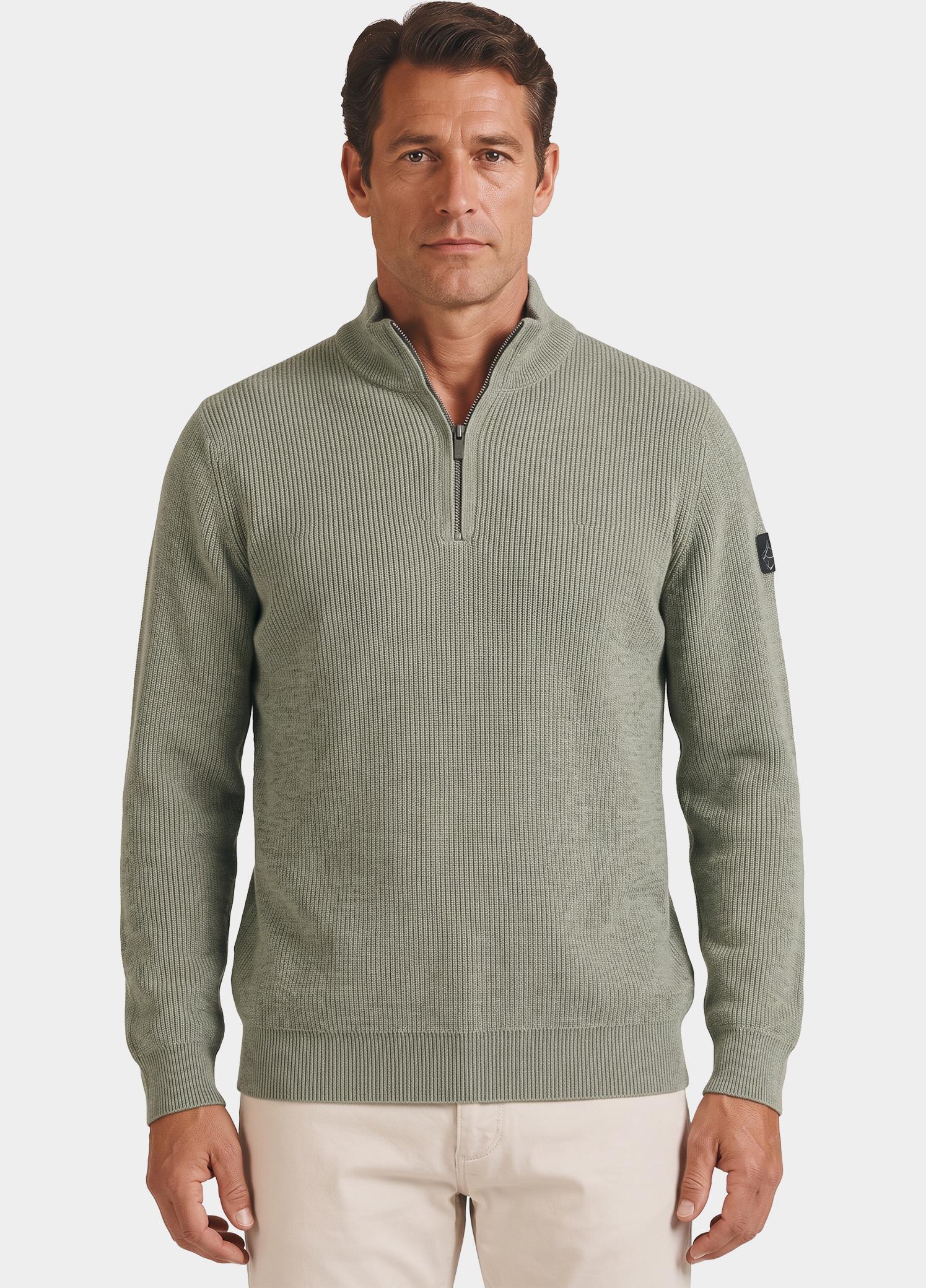 Casamoda Half Zip Groen Stricktroyer 126280020/336