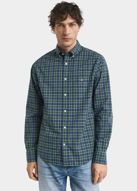 Gant Casual hemd lange mouw Groen Reg Classic Poplin Check 3250213/338