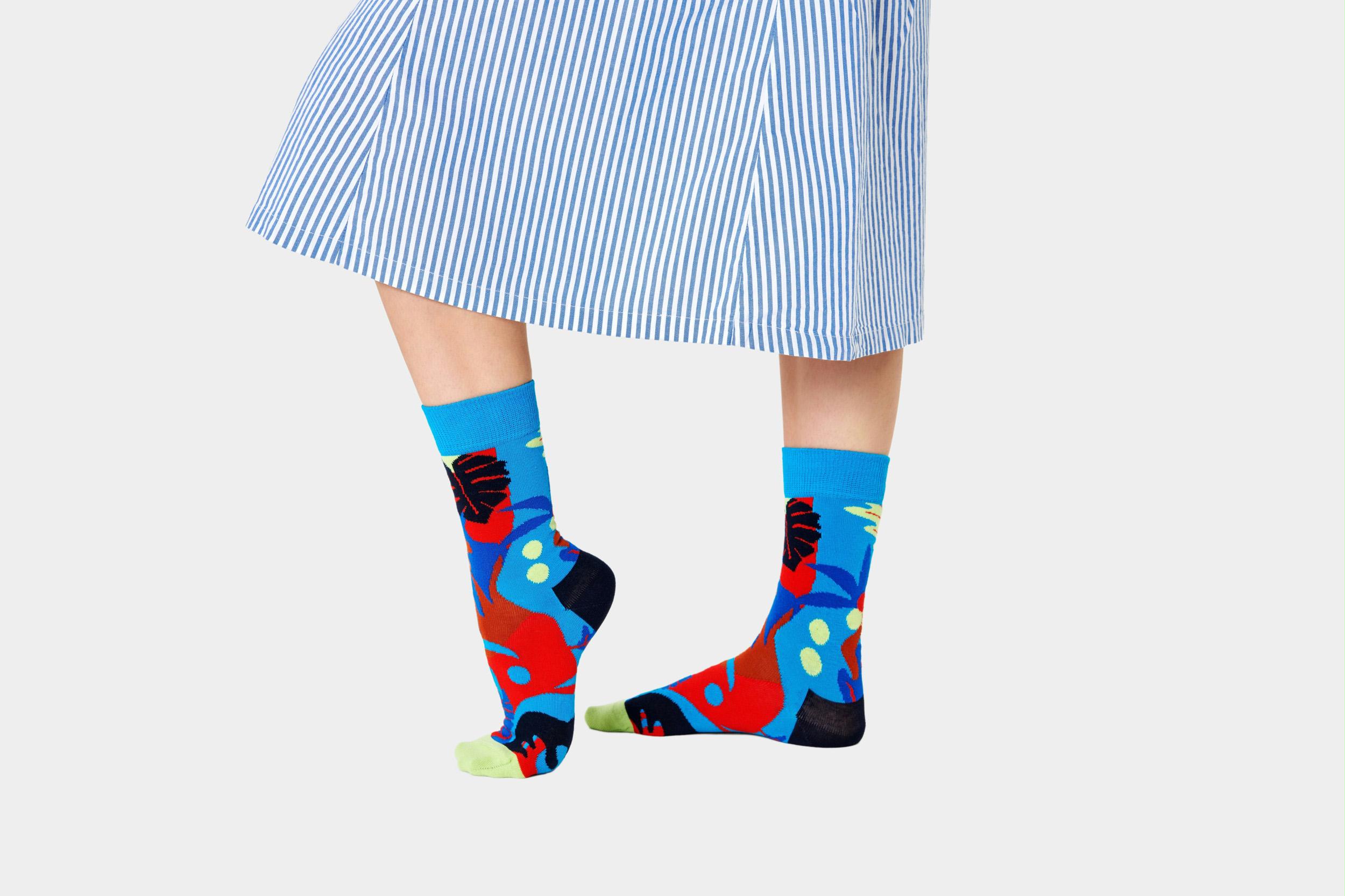 Happy Socks Sokken Blauw Tropical Garden TRG01/6700