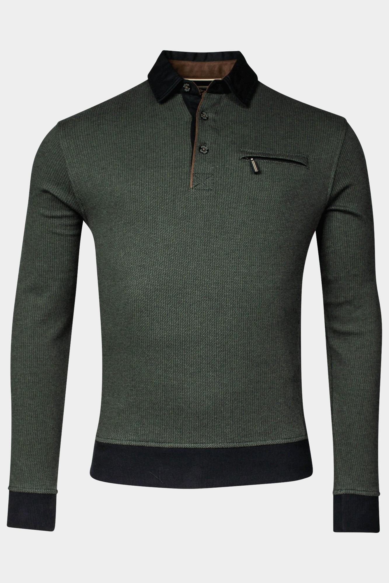 Baileys Polo lange mouw Groen Sweatshirt Polo Collar Button 323094/78