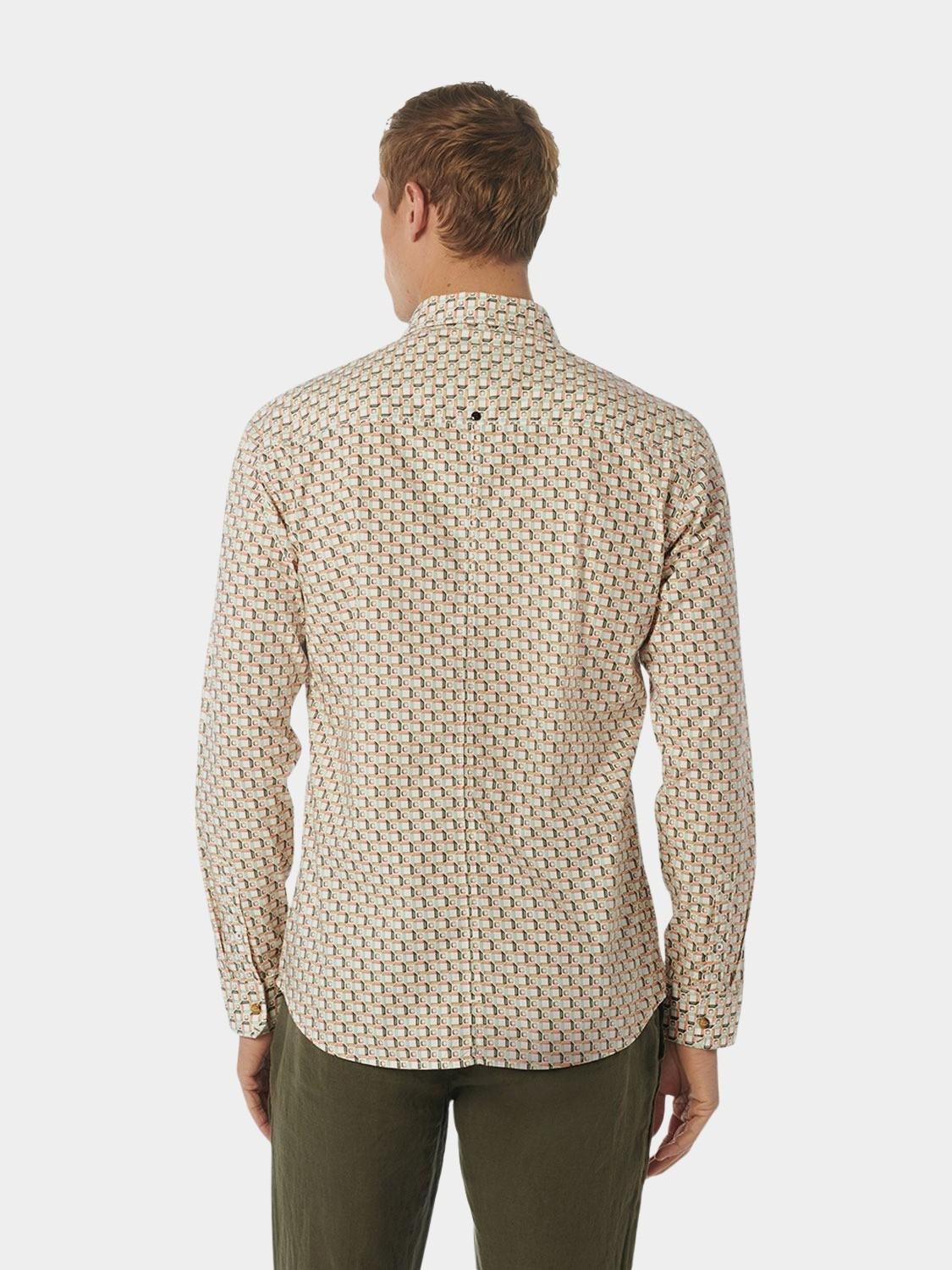 No Excess Casual hemd lange mouw Rood Shirt Stretch Allover Printed 23450209/191
