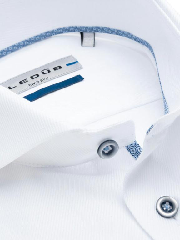 Ledub Business hemd lange mouw Wit Overhemd met Stretch modernfit 0032521/910140