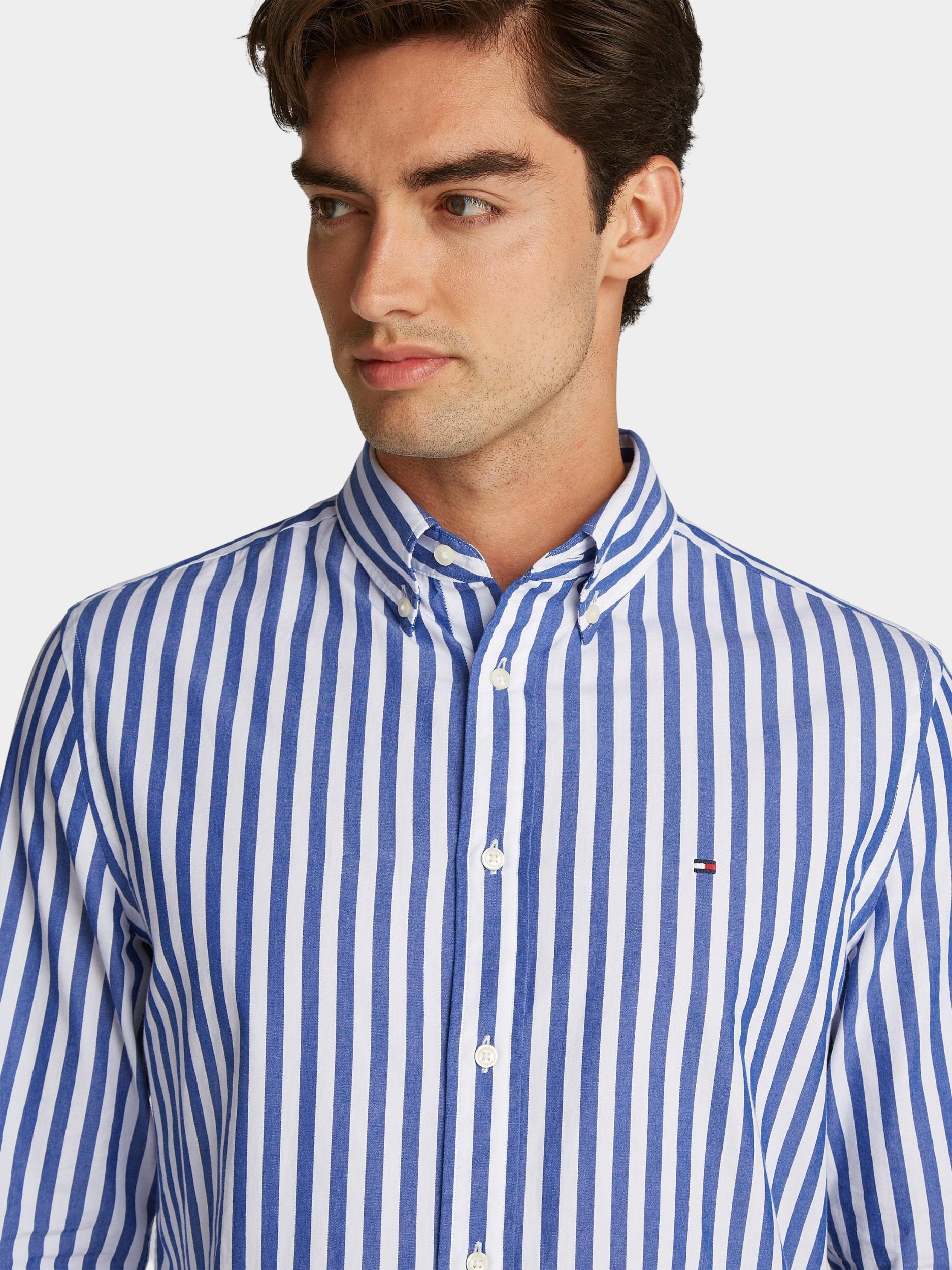 Tommy Hilfiger Casual hemd lange mouw Blauw Flex Poplin Bold Stripe RF MW0MW39159/0A5