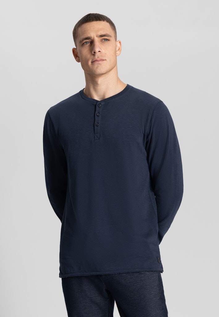 Dstrezzed T-shirt lange mouw Blauw DS_Newman Henley 220034/639