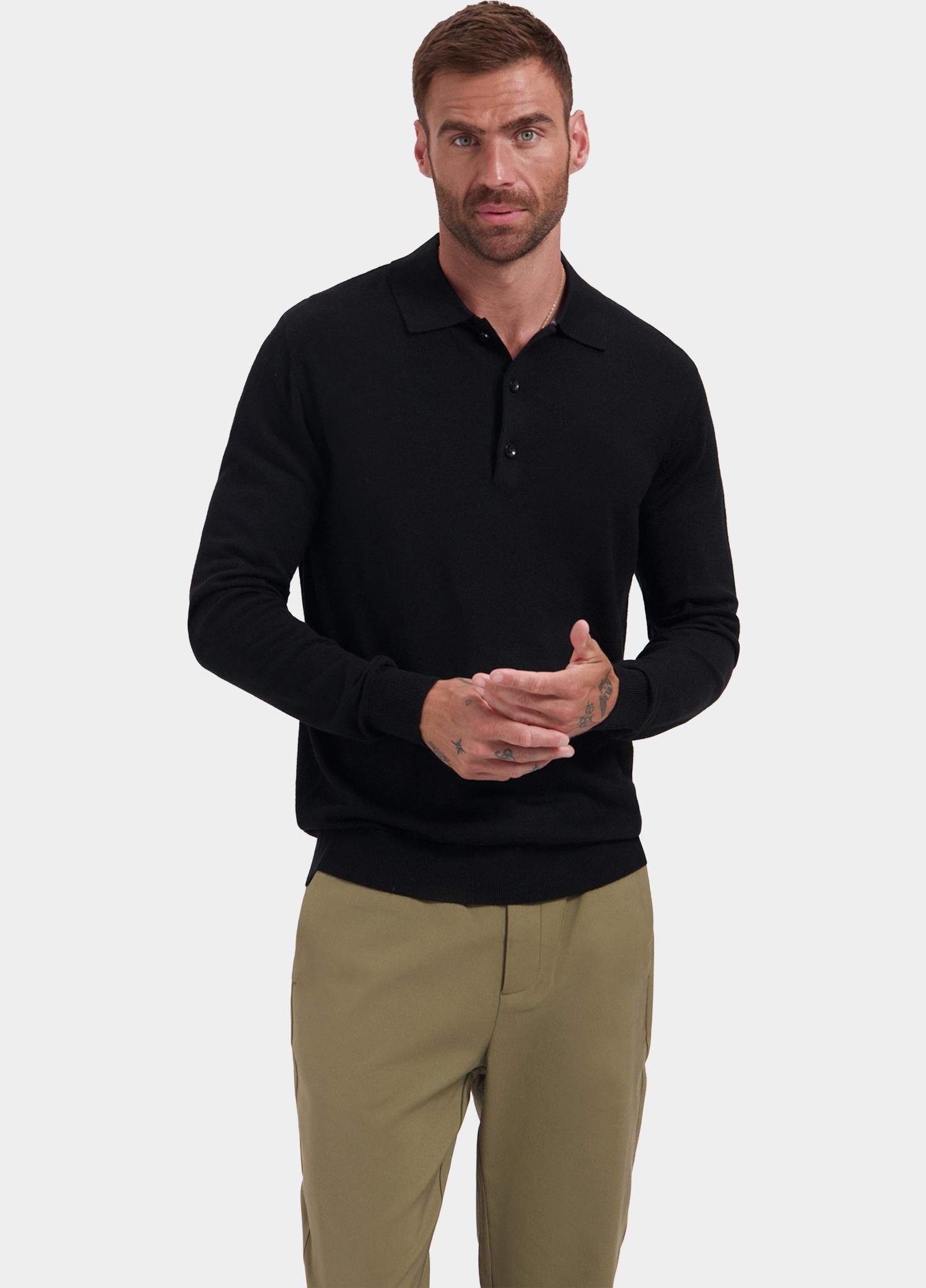 Dstrezzed Polo lange mouwen heren Zwart Destin Button Polo 406078/999
