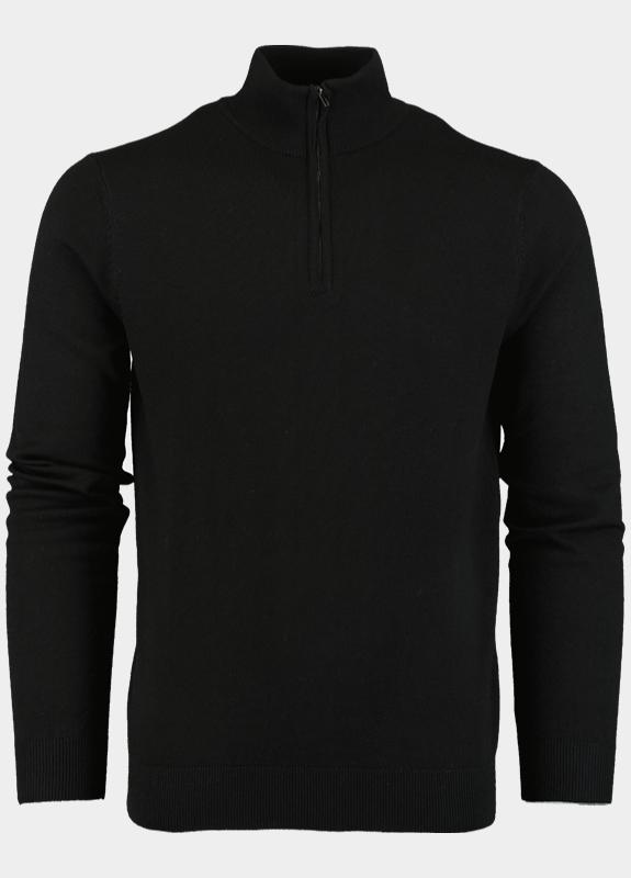 Bos Pullover Zwart Half Zip Poly\Wool 3019900/900