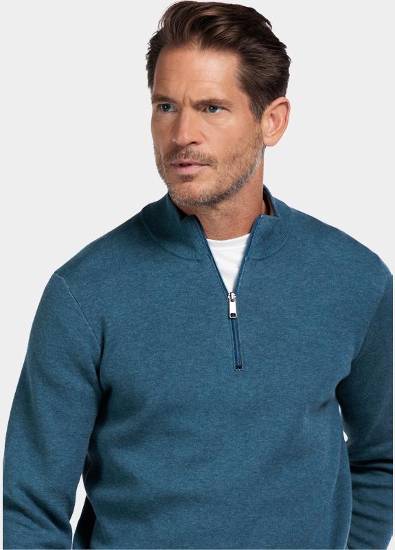 Baileys Half Zip Blauw Pullover 1/2 Zip  14gg knit 528498/665