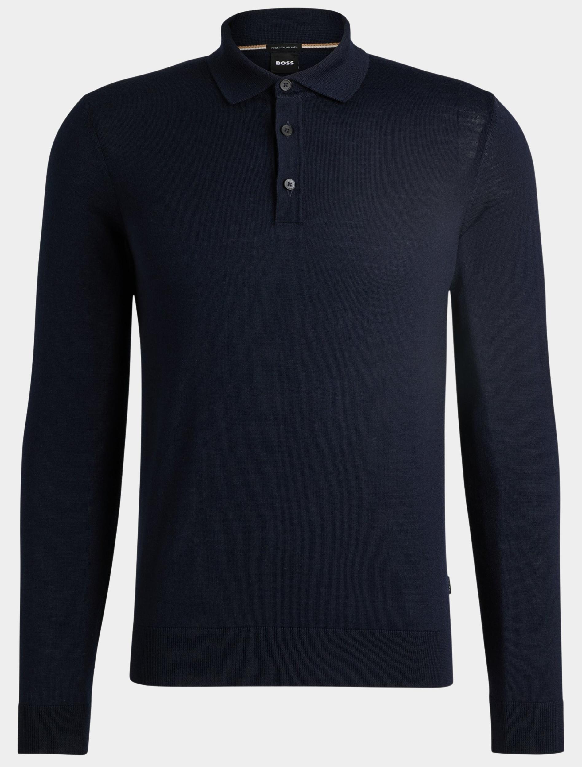 BOSS Black Polo lange mouw Blauw Lancione 10243919 01 50476355/404