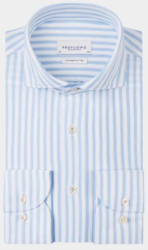 Profuomo Business hemd lange mouw Blauw Japanese knitted PPVH10058A/M