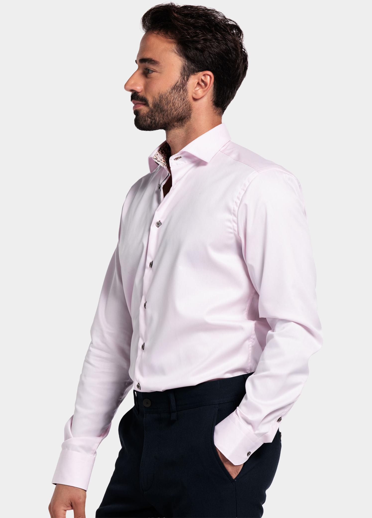 Giordano Overhemd heren Roze Locarno long sleeve semi cuta 527877/50