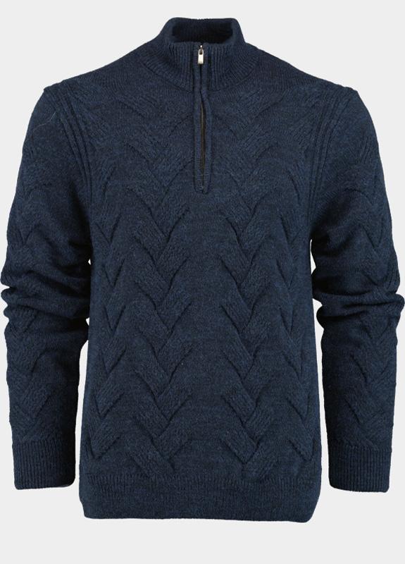 Innocente Half Zip Blauw met stoere ingebreide kabel 1151/103 Indigo