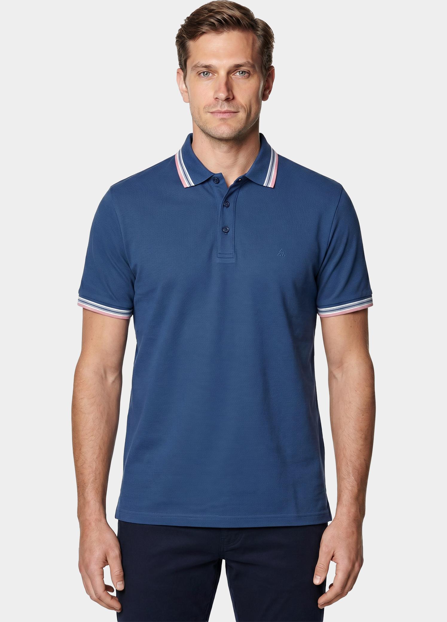 Scotland Blue Polo heren Blauw Brick Polo Plain Contrast Col SPE25108BR06SB/268 jeans blue