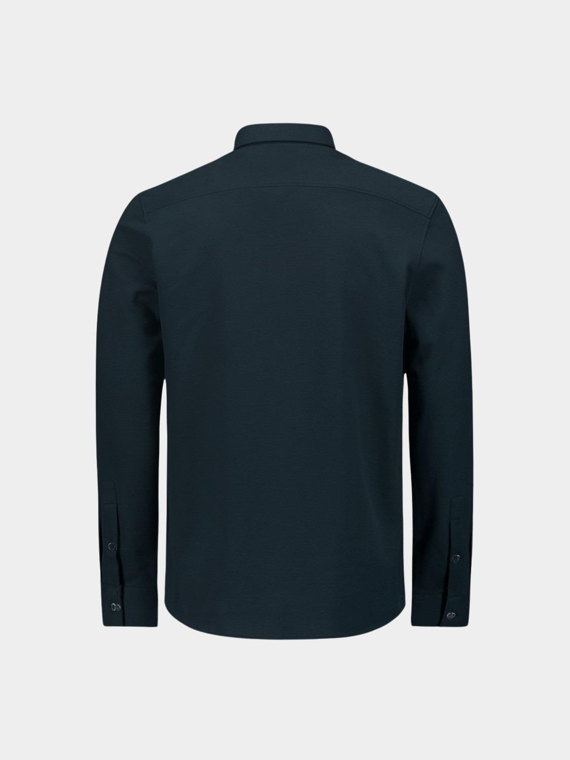 No Excess Casual hemd lange mouw Blauw Shirt Jersey Pique Stretch N4186/078