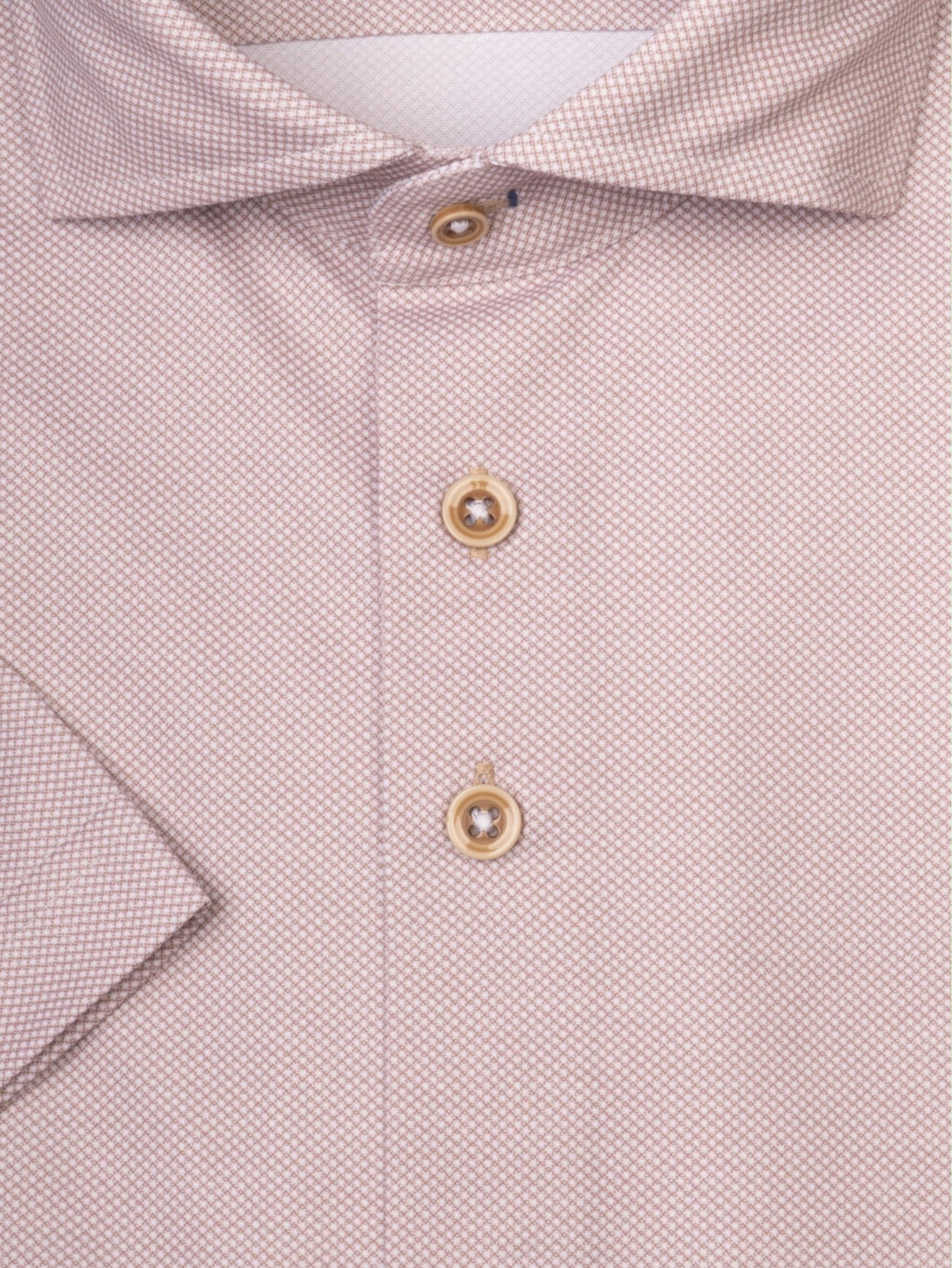 R2 Amsterdam Business hemd korte mouw Bruin  120WSPSS.009/045