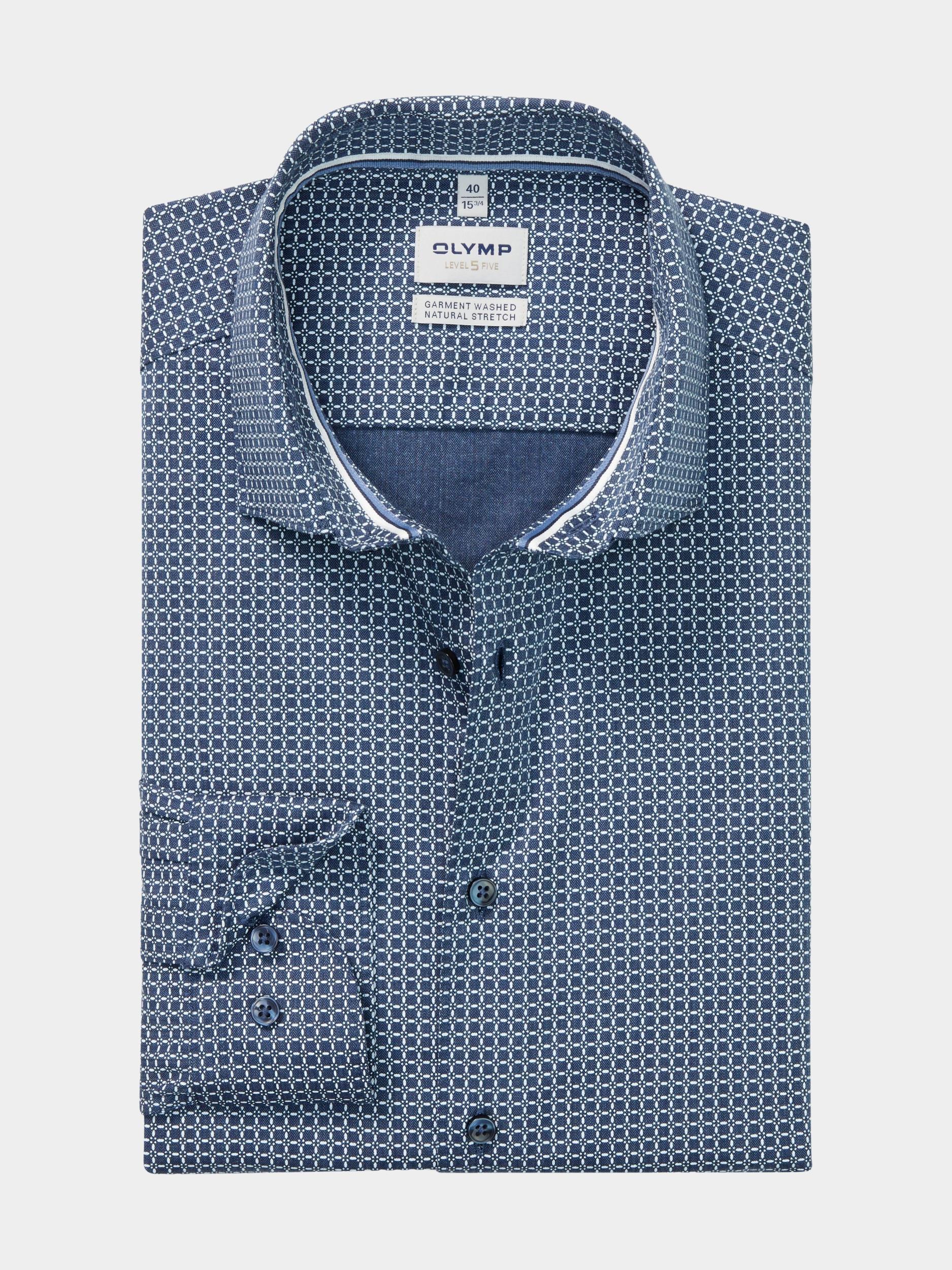 Olymp Business hemd lange mouw Blauw Level Five 215084/18