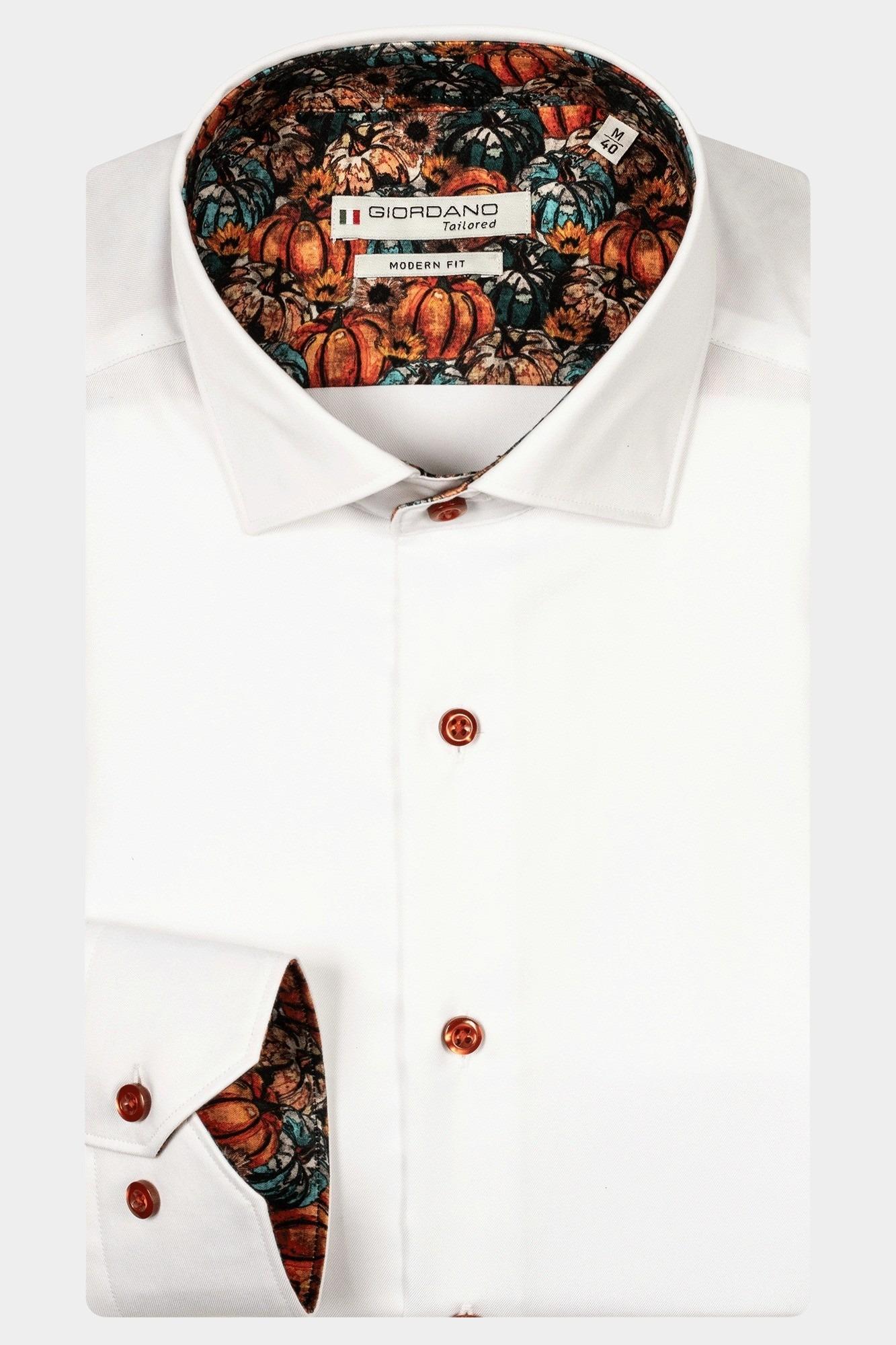 Giordano Casual hemd lange mouw Wit Maggiore, LS Semi Cutaway Fin 427883/10