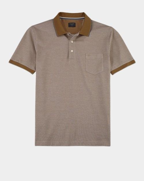 Olymp Polo korte mouw Bruin Polo PiquÃ© Bicolor 540752/24