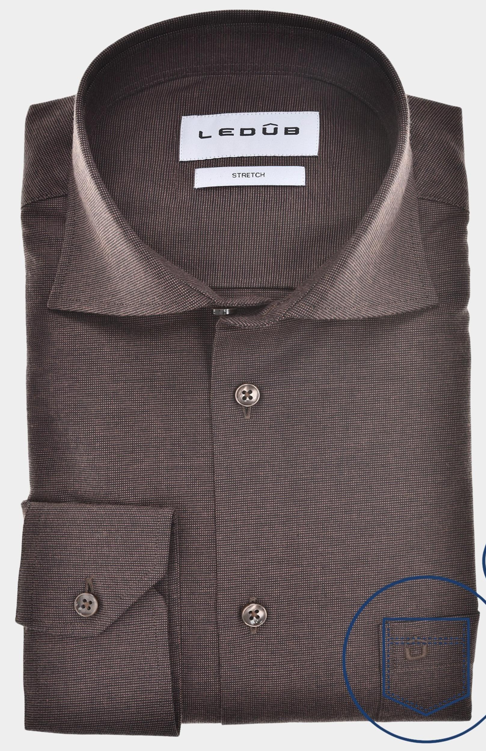 Ledub Business hemd lange mouw Bruin LE24301 MFN5 0143084/680-000-000