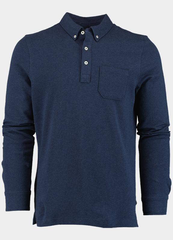 Scotland Blue Polo lange mouw Blauw Smith Polo Ls Pique 25308SM41SB/290 navy