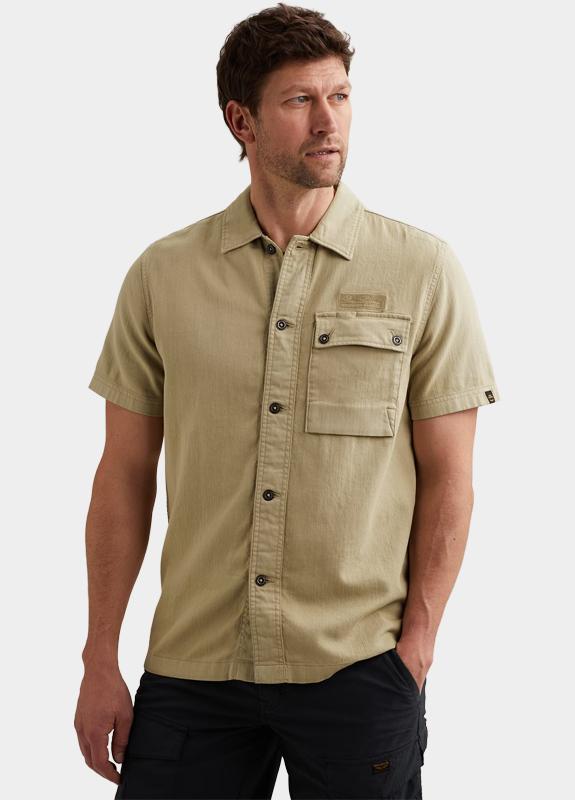PME Legend Casual hemd korte mouw Groen Short Sleeve Shirt Slub Twill PSIS2604230/6001