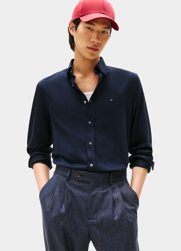 Tommy Hilfiger Casual hemd lange mouw Blauw PERFORMANCE SF INTERLOCK MW0MW41059/DW5