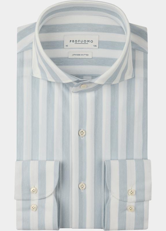 Profuomo Zakelijk overhemd heren Blauw Japanese Knitted PPXH10035B/M