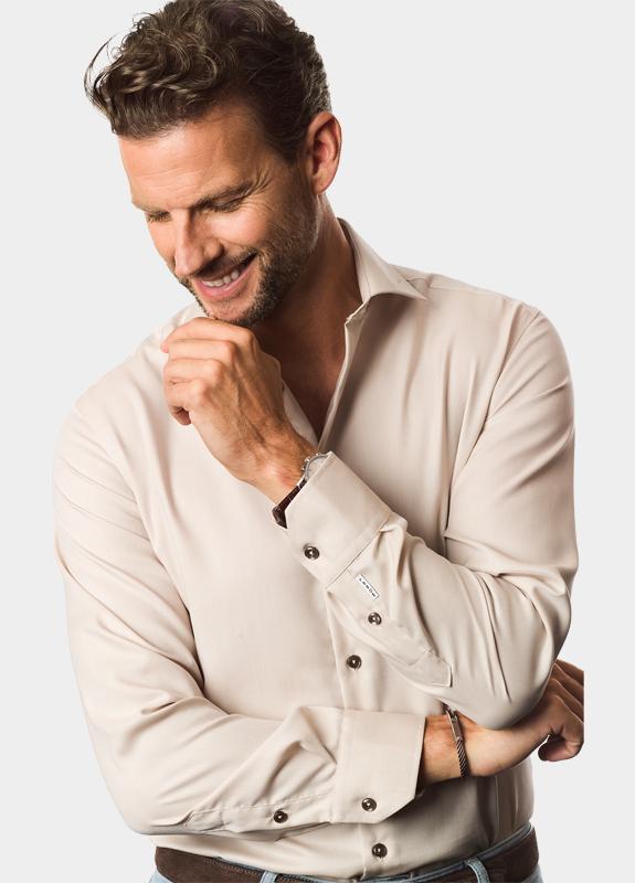 Ledub Business hemd lange mouw Bruin  0143350/630-630-000