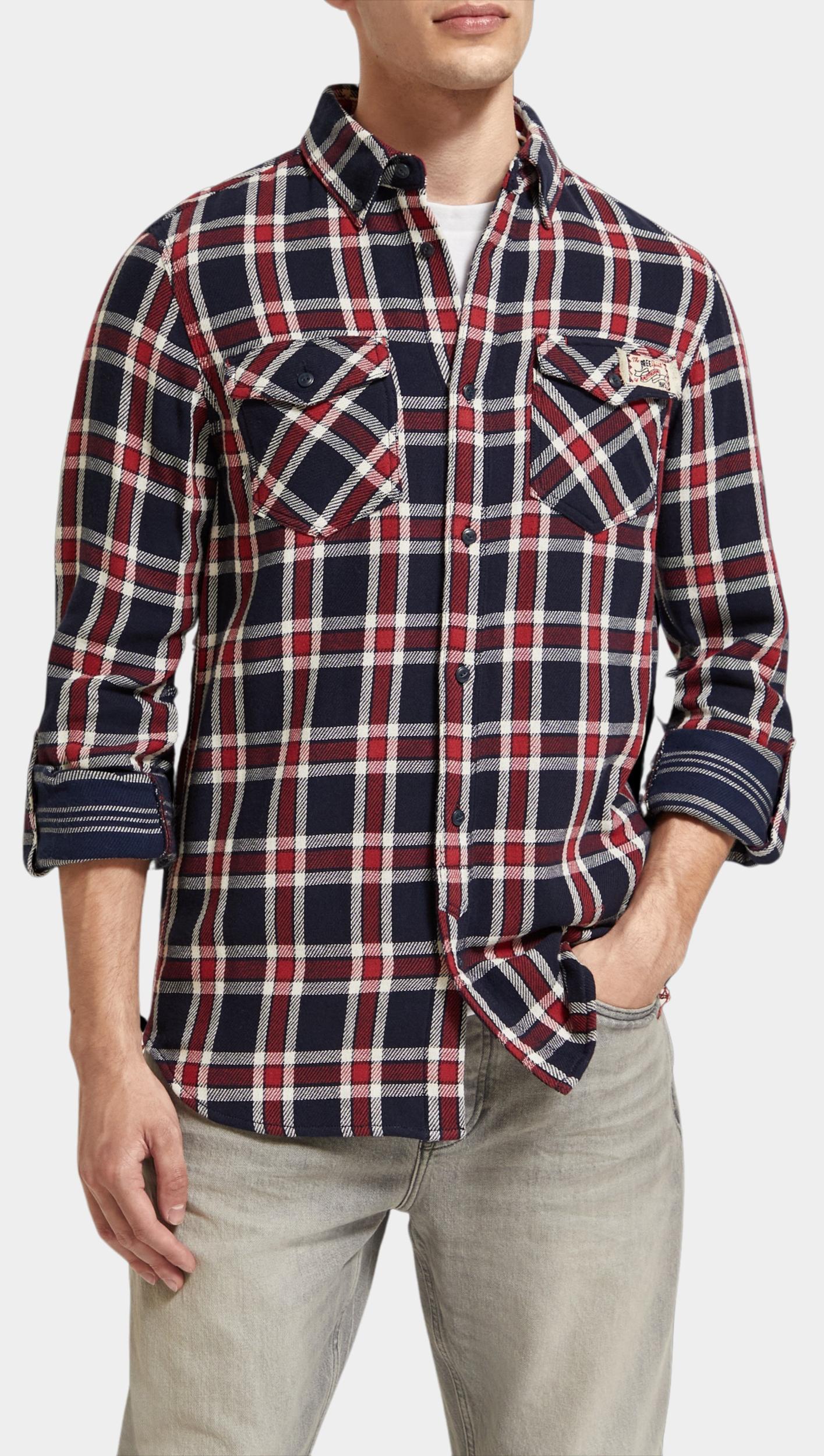 Scotch & Soda Casual hemd lange mouw Rood Archive Double face twill chec 174530/6788