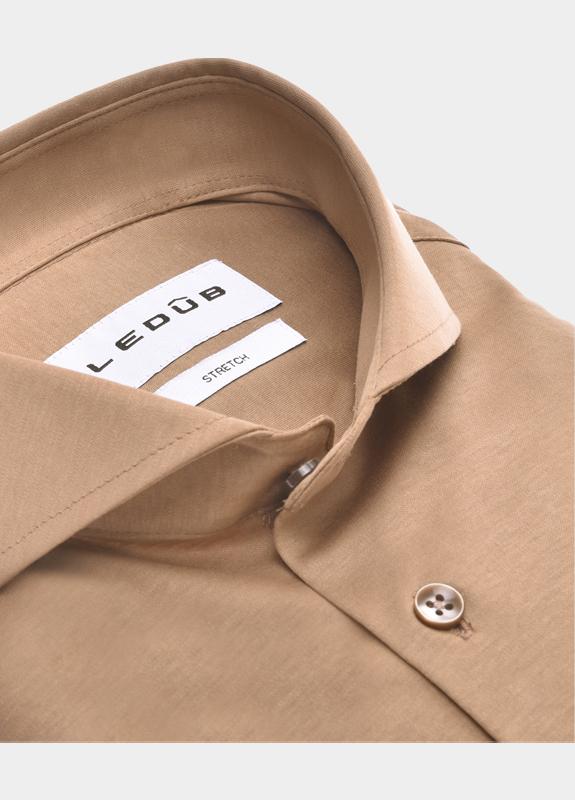 Ledub Business hemd lange mouw Bruin  0143455/645-000-000