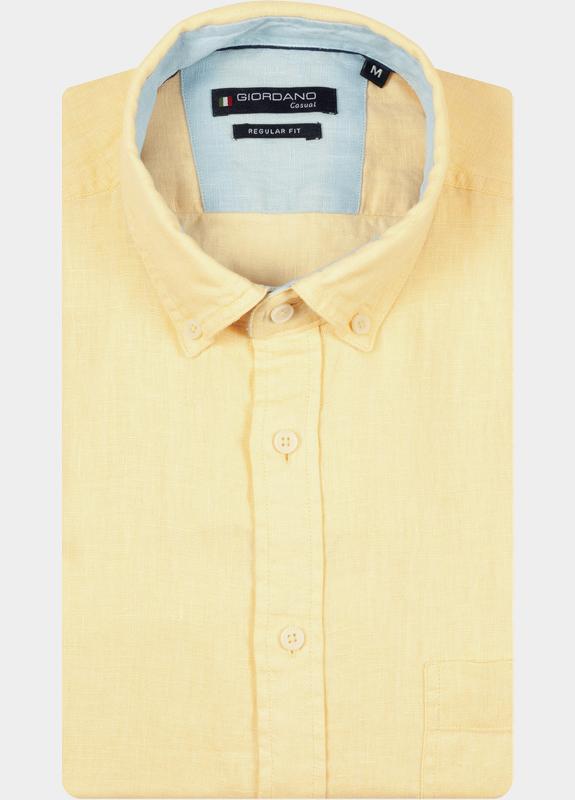 Giordano Overhemd heren Geel Ivy Long Sleeve Button Down S 617009/20