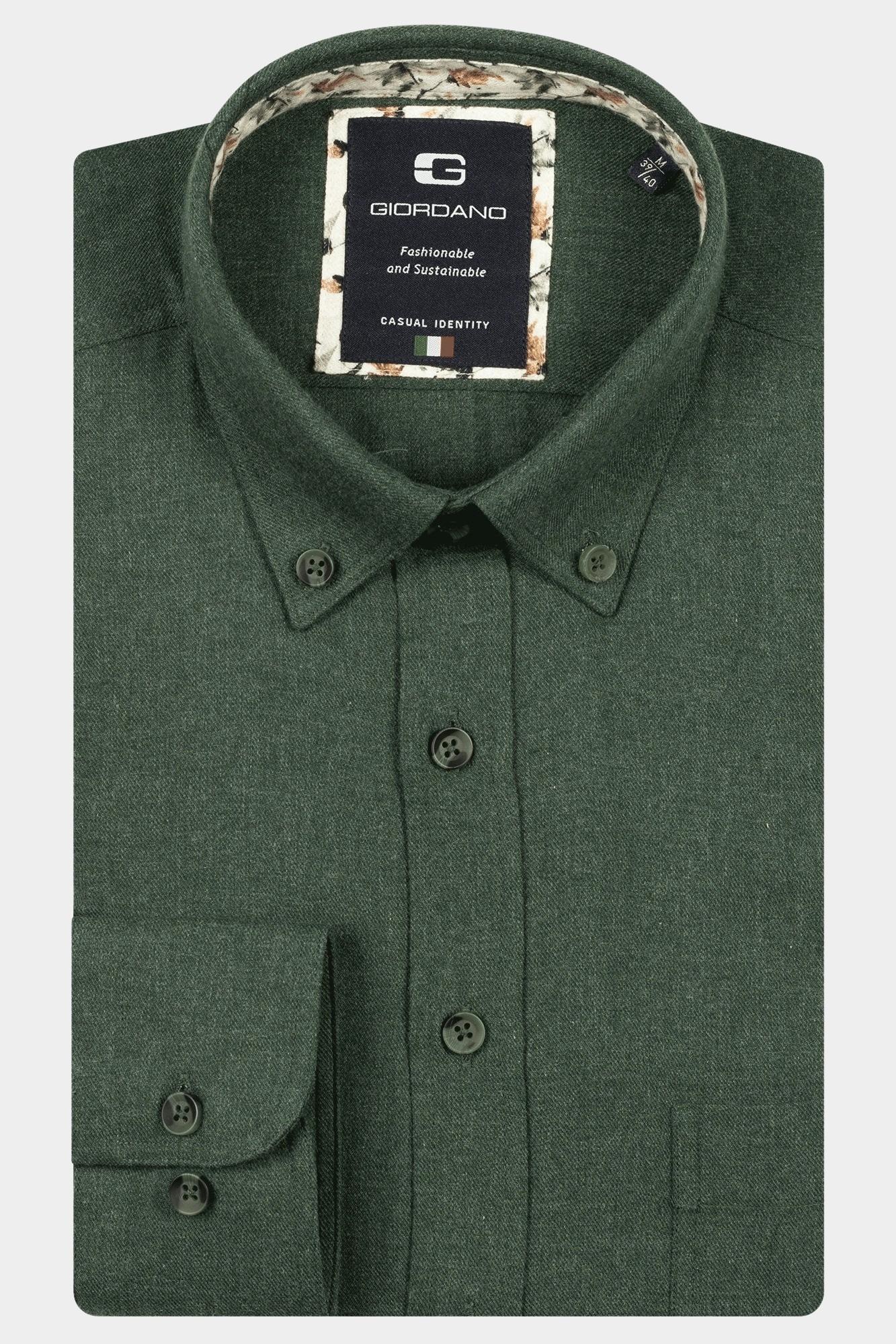 Giordano Casual hemd lange mouw Groen Brando long sleeve button dow 527006/70