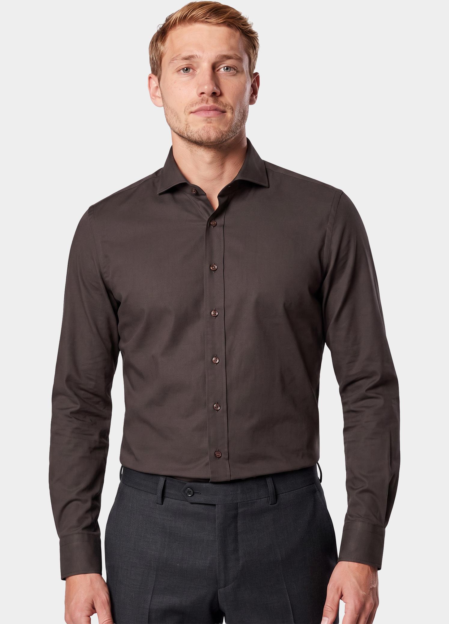 Profuomo Zakelijk overhemd heren Bruin  PPWH30026/E