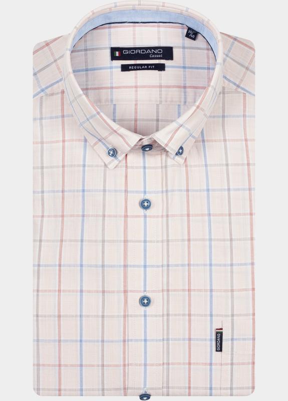 Giordano overhemd korte mouw heren Roze League Short Sleeve Button Do 616341/31