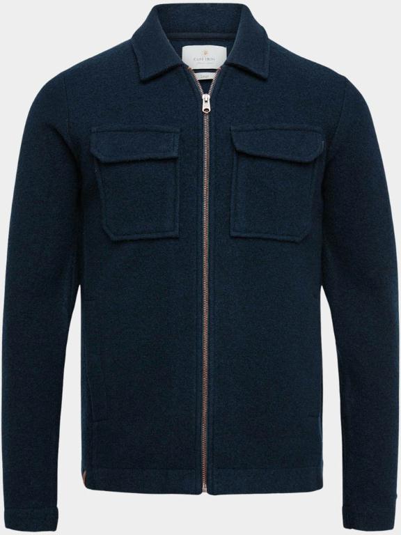 Cast Iron Vest Blauw Zip jacket boiled wool CKC2208358/5287