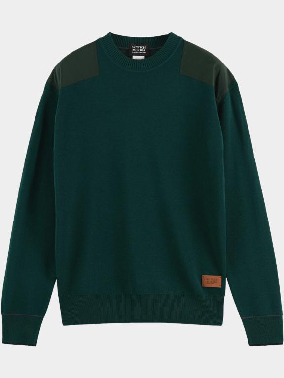 Scotch & Soda Pullover Groen Shoulder patches crewneck pull 168493/5014