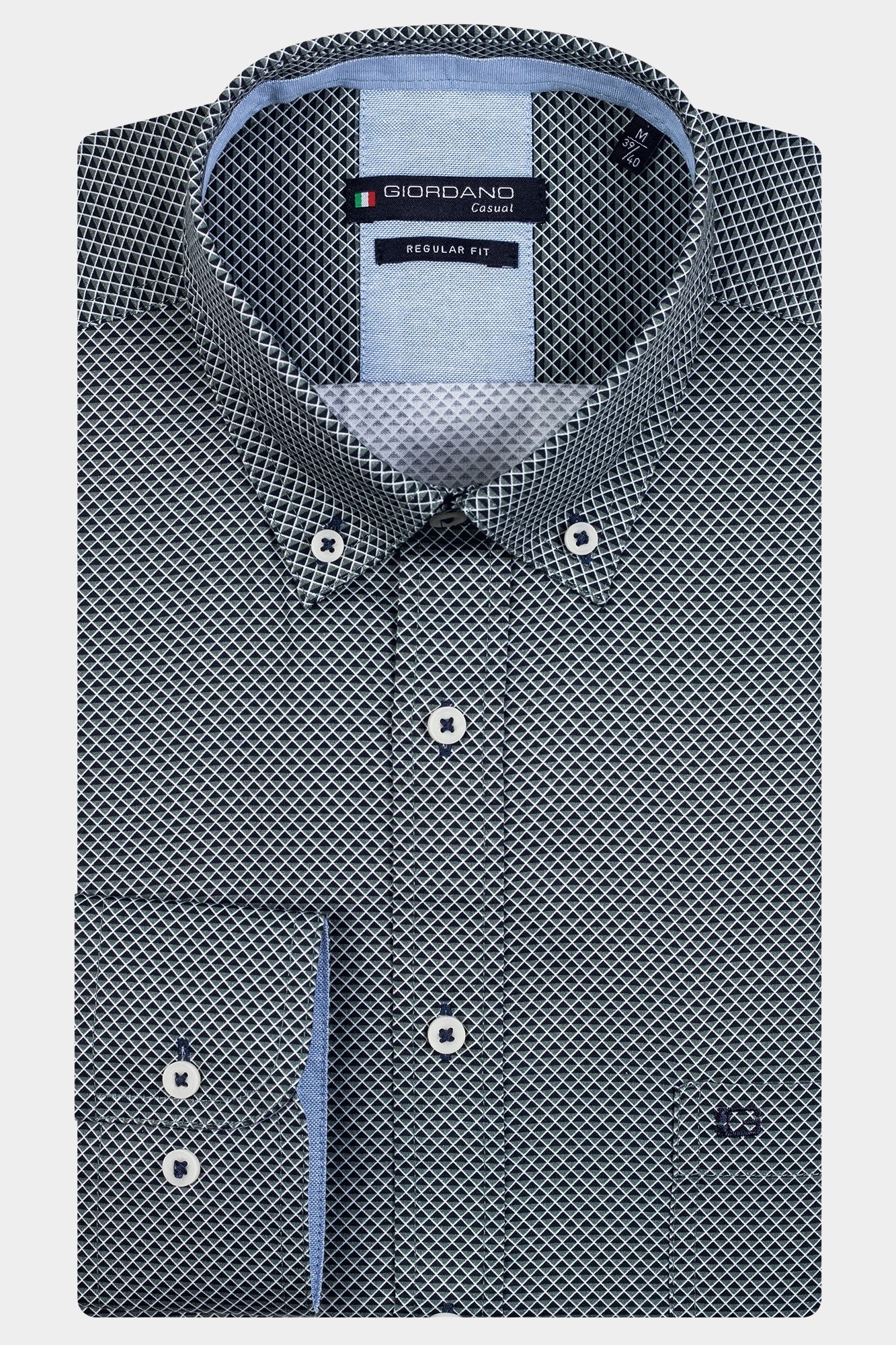 Giordano Casual hemd lange mouw Groen Ivy 327007/70