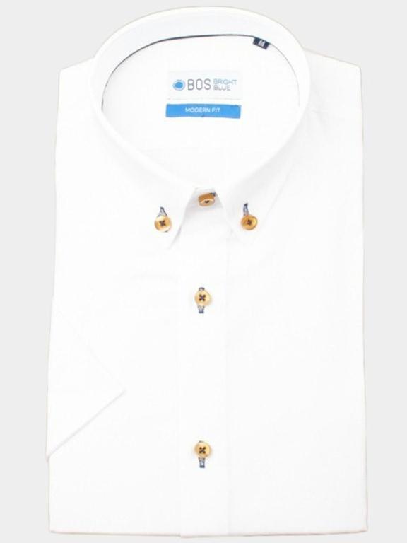 Bos Bright Blue Casual hemd korte mouw Wit  Narcis 01 V01/013