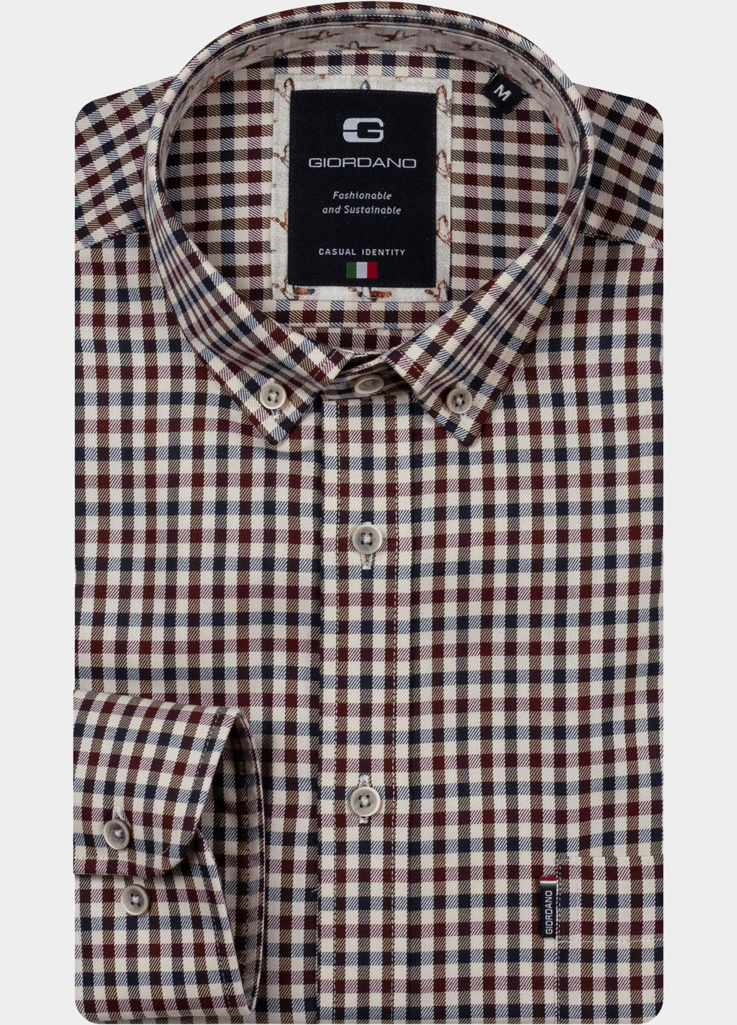Giordano Overhemd heren Blauw Dino Babycord and check 627007/61