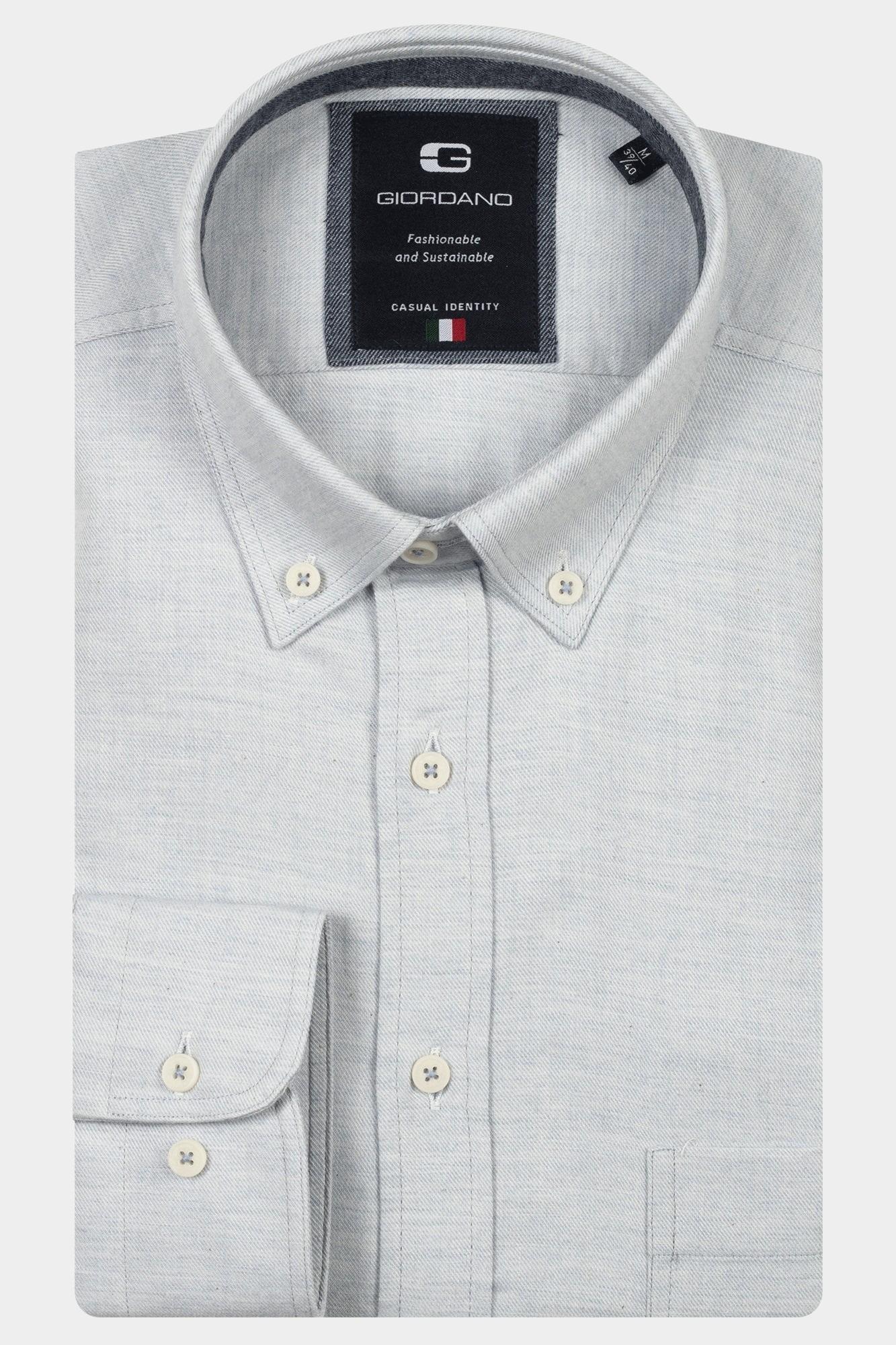 Giordano Casual hemd lange mouw Blauw Brando long sleeve button dow 527005/61