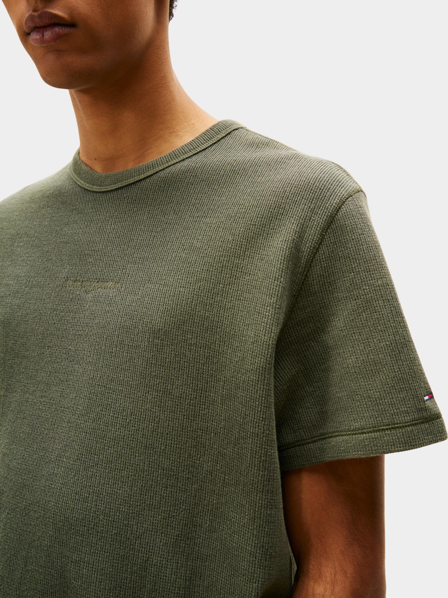 Tommy Jeans T-shirt korte mouw Groen TJM SLIM WAFFLE SCRIPT TEE DM0DM21778/MRH