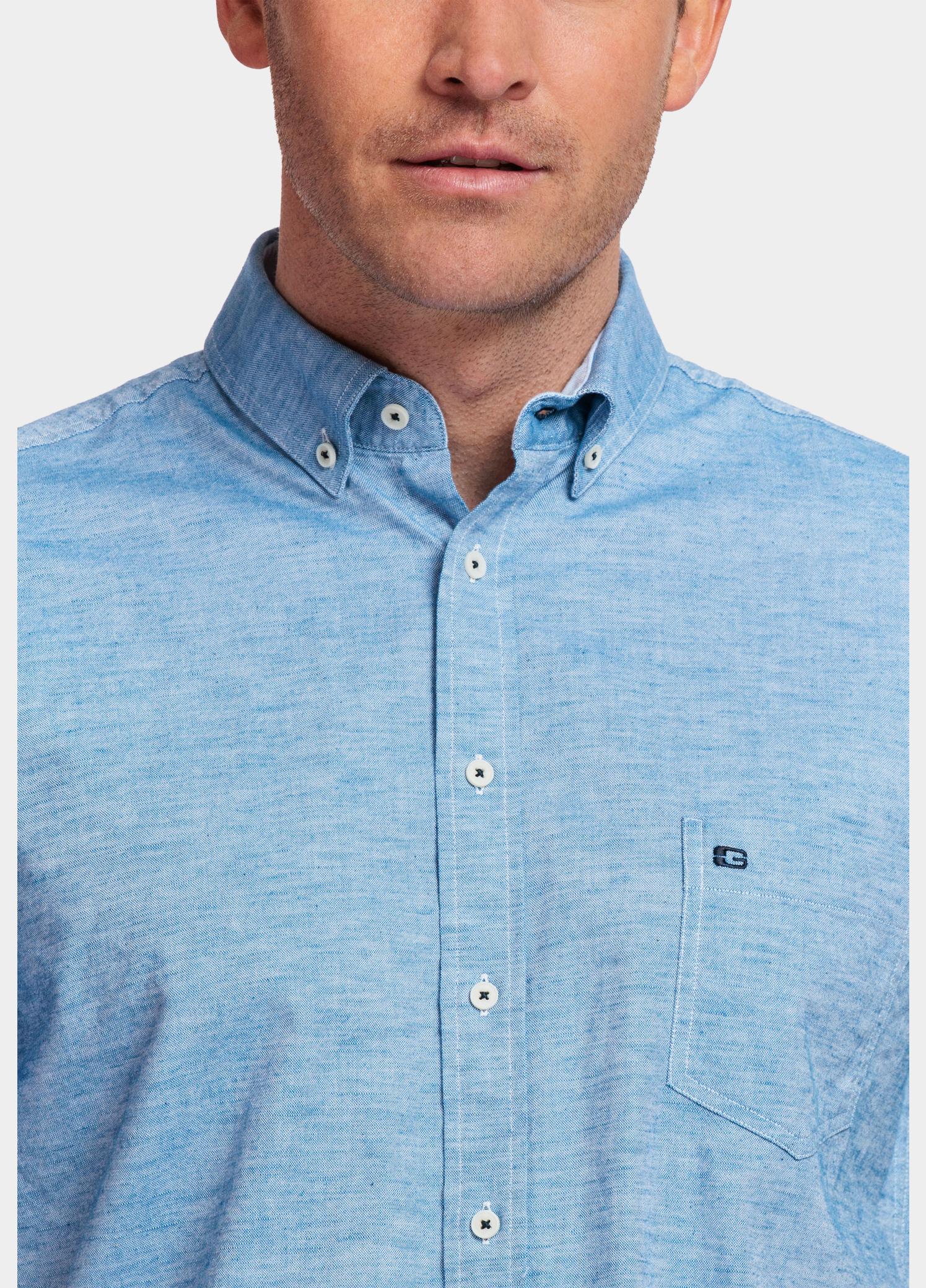 Giordano overhemd korte mouw heren Blauw League, SS Button Down Solid 416001/63