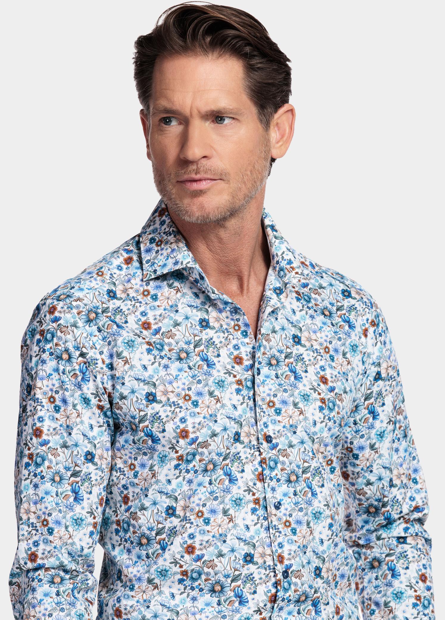 Giordano Overhemd heren Blauw Locarno Long Sleeve Semi Cuta 617870/60