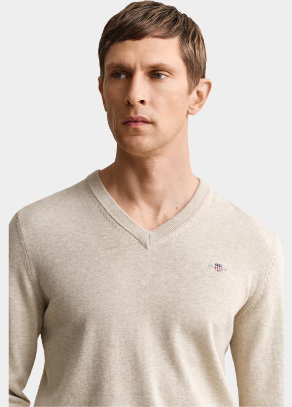 Gant Pullover heren Beige Klassieke sweater van katoen 8030562/198