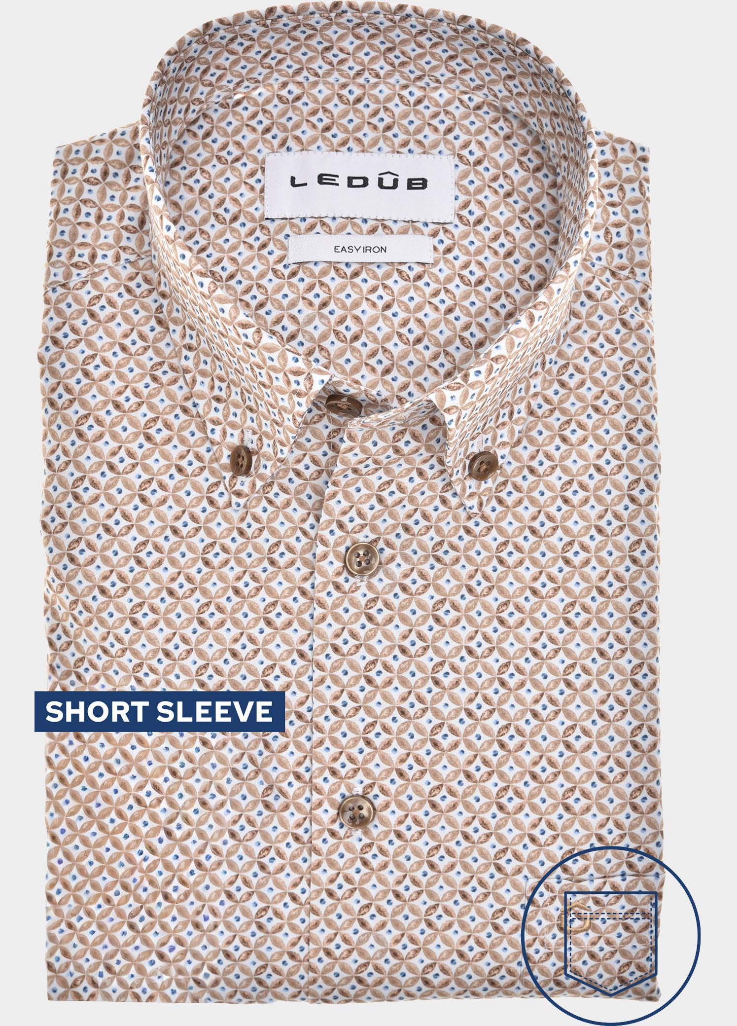 Ledub Zakelijk hemd korte mouw Bruin  0143347/630-000-000