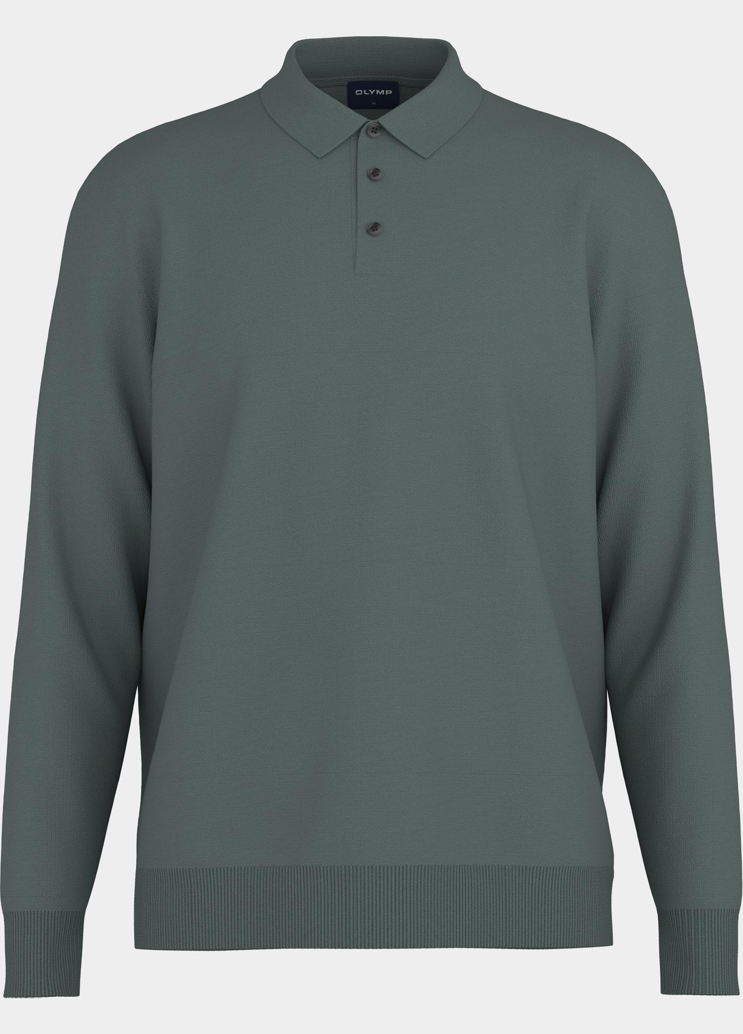 Olymp Polo lange mouwen heren Groen Polo Strick 533924/45
