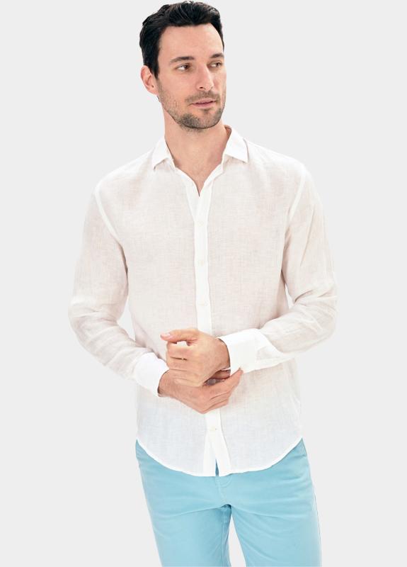 Blue Coast Overhemd heren Wit 100% linnen, regular fit 118L/0000